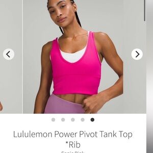 Lululemon Power Pivot Tank Top *Everlux Sonic Pink Sz 10
